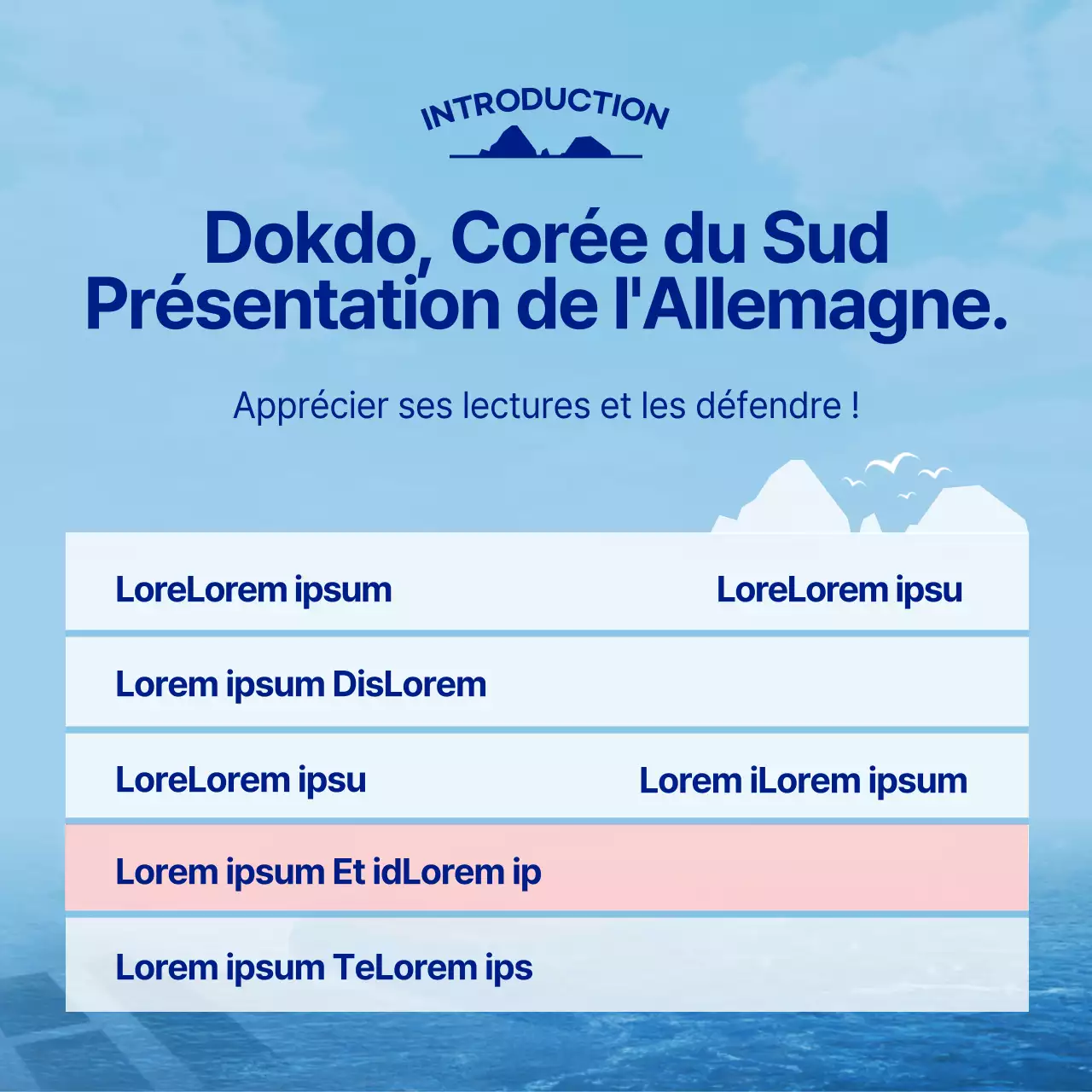 L'équipe de sensibilisation de l'université de Dokdo (bleu clair et bleu marine)