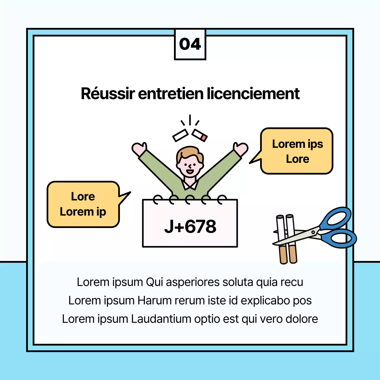 Illustration mignonne des effets de l'arrêt du tabac en bleu clair et rose