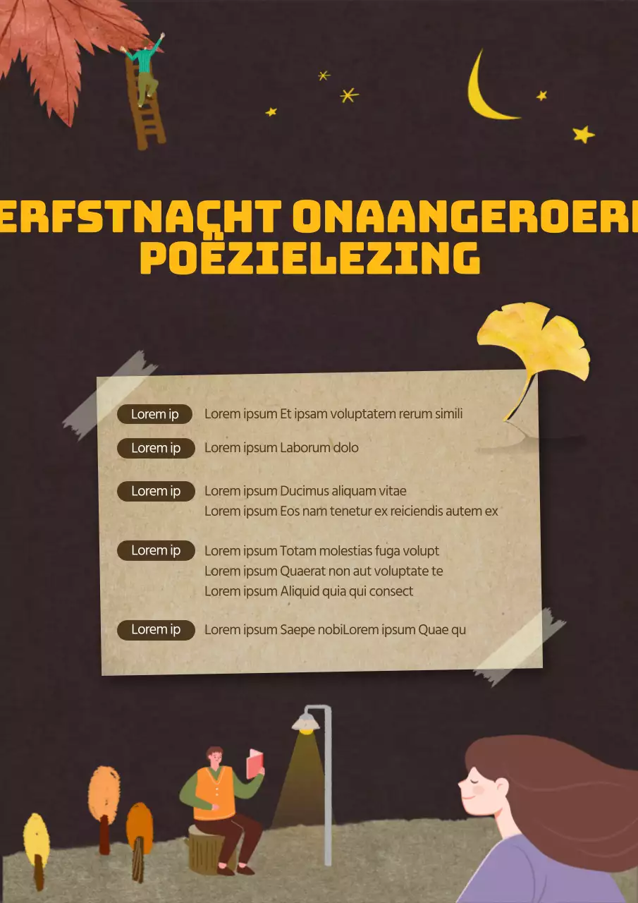 Flyer voor de herfstavond poëziewedstrijd van de bibliotheek