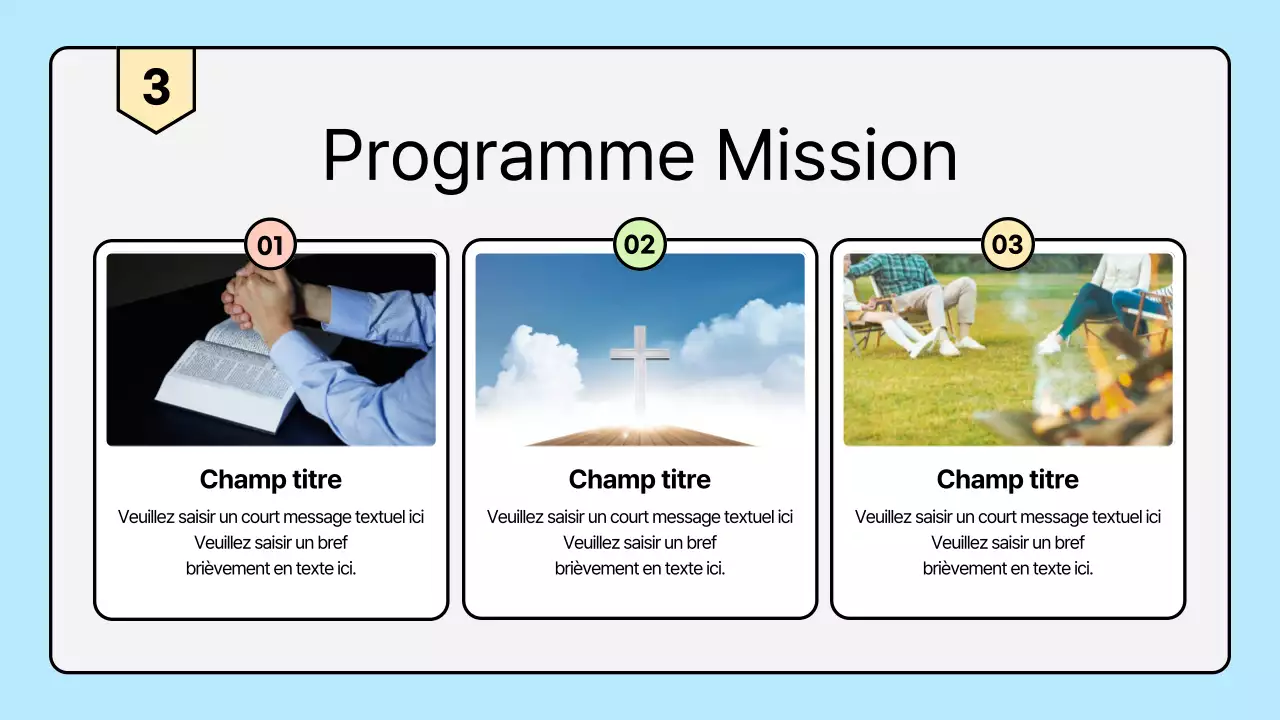 Une brochure de mission d'été de l'église aux couleurs pastel et épurées