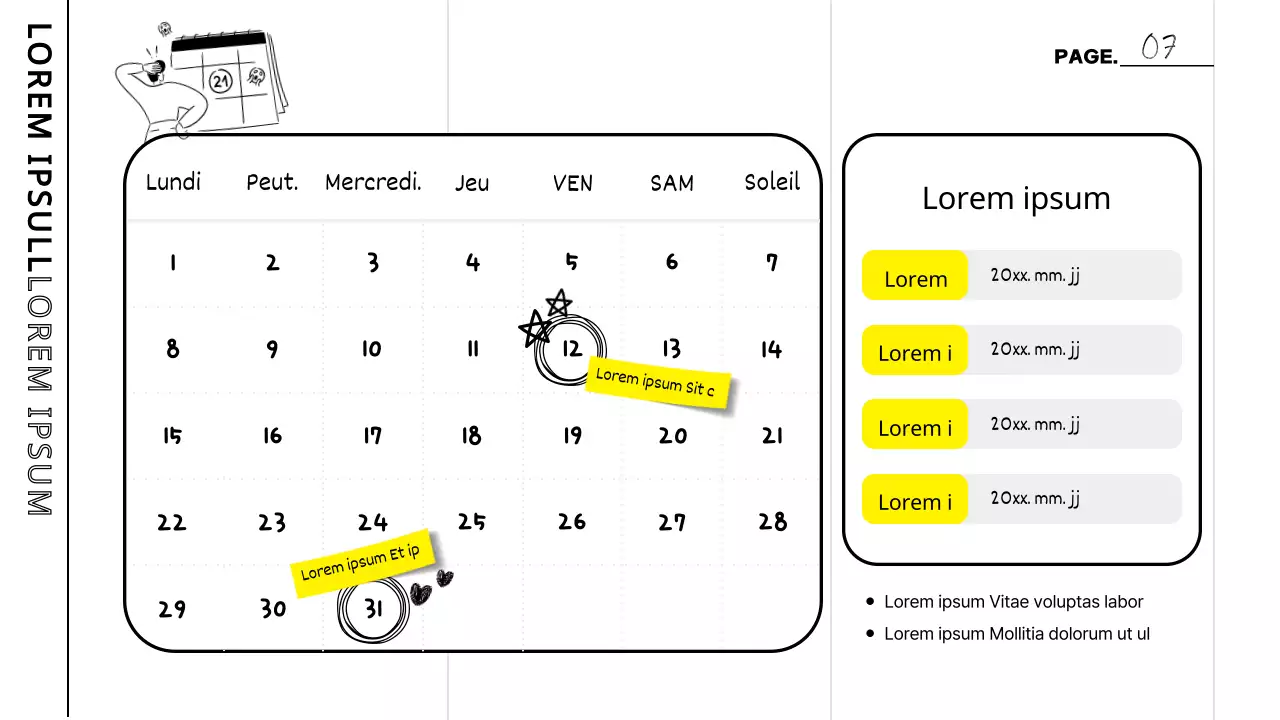 Procès-verbaux des réunions d'étude avec des rehauts de blanc et de jaune