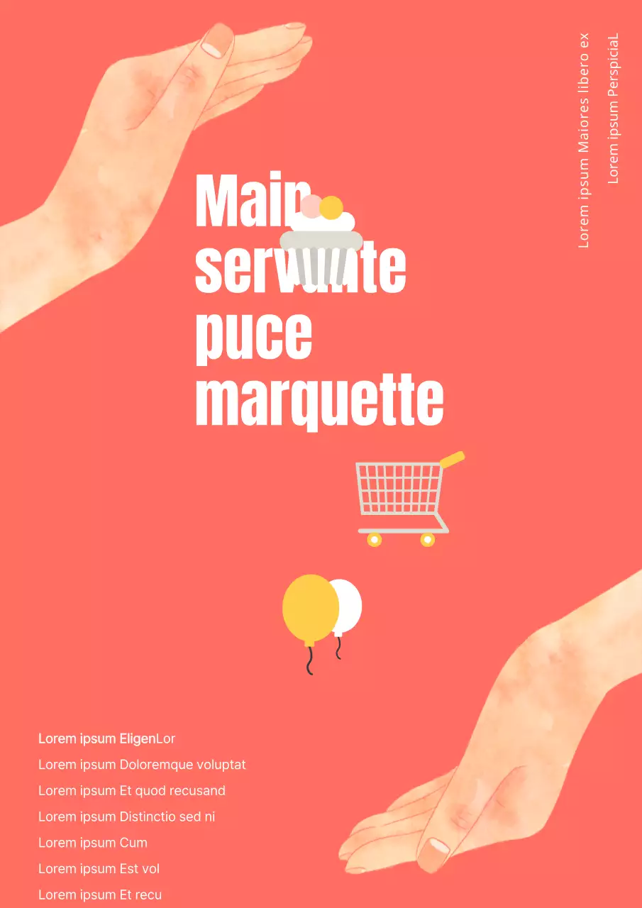 Faites la promotion de votre marché aux puces artisanal avec une illustration de mains roses et d'accessoires mignons.