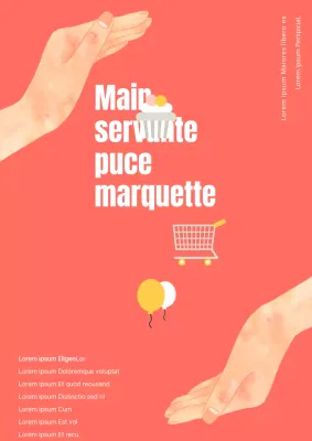 Faites la promotion de votre marché aux puces artisanal avec une illustration de mains roses et d'accessoires mignons.
