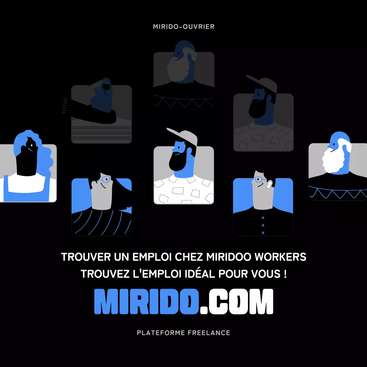 Illustration de personnes bleues et noires Présentation des gigworkers