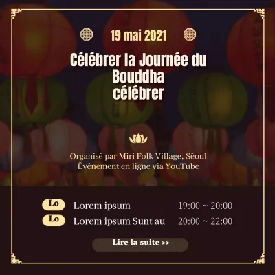 Un itinéraire en ligne brun et ordonné pour le Jour du Bouddha