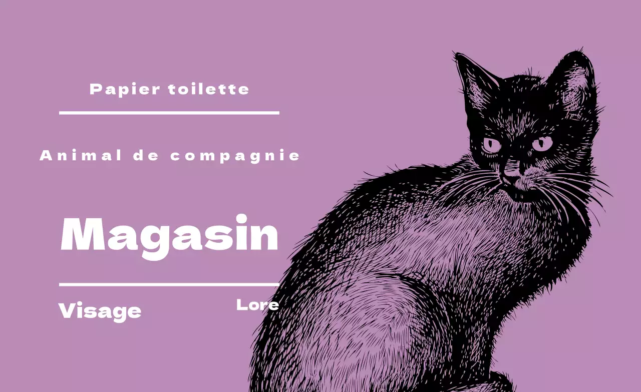 Étiquettes de l'animalerie illustrée en violet