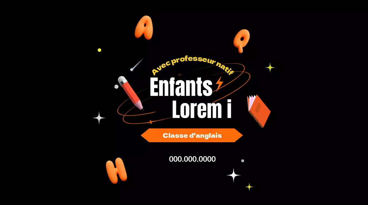 Cours d'anglais pour enfants avec un look orange et noir attrayant