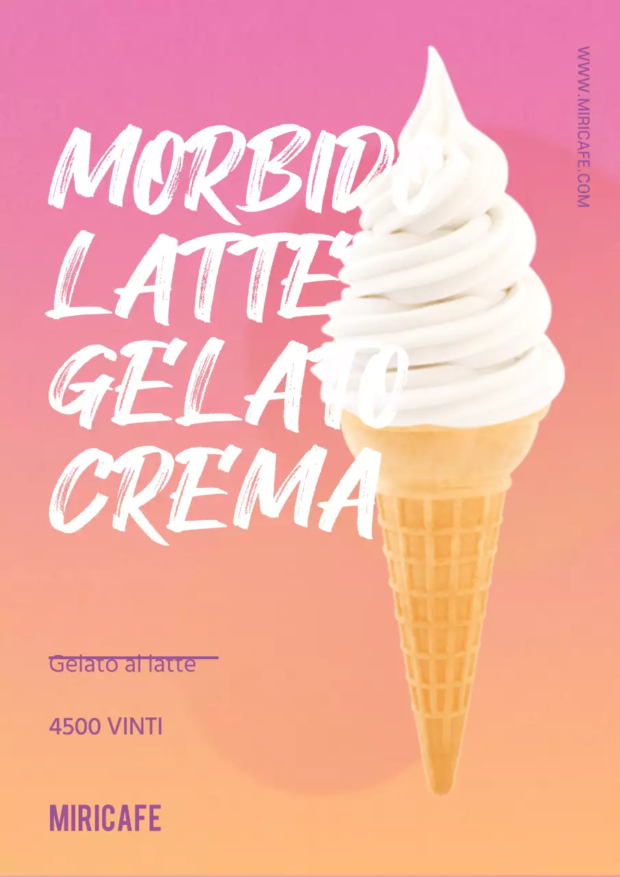 Rosa arancione gradiente estate caffè menu gelato poster promozionale