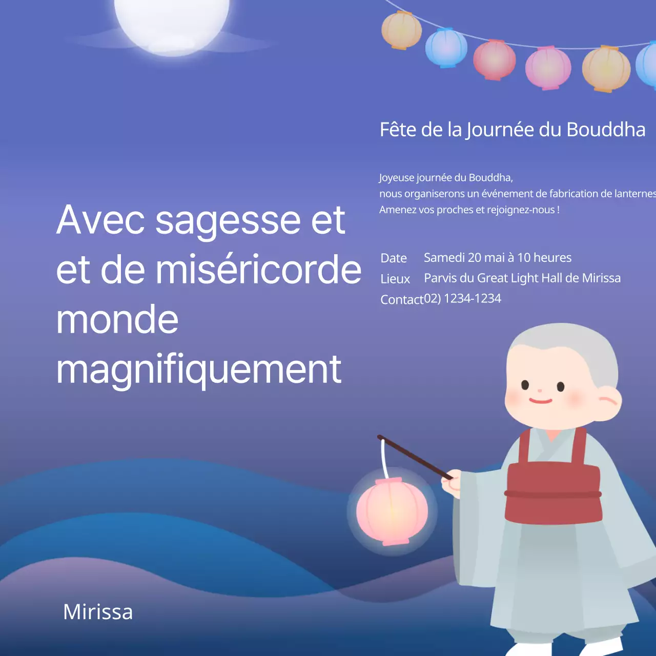 Ciel indigo du soir Douceur et tranquillité du monastère de Dongzhi Festival des lanternes du jour du Bouddha