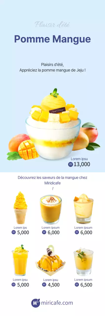 Image propre bleu clair met en valeur mangoDrinksCafe (bannière)