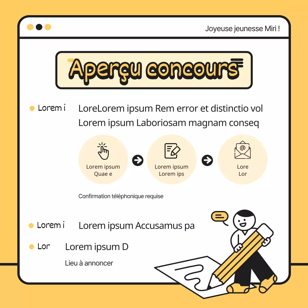 Jaune noir illustration mignonne jeunesse en ligne concours de propositions politiques