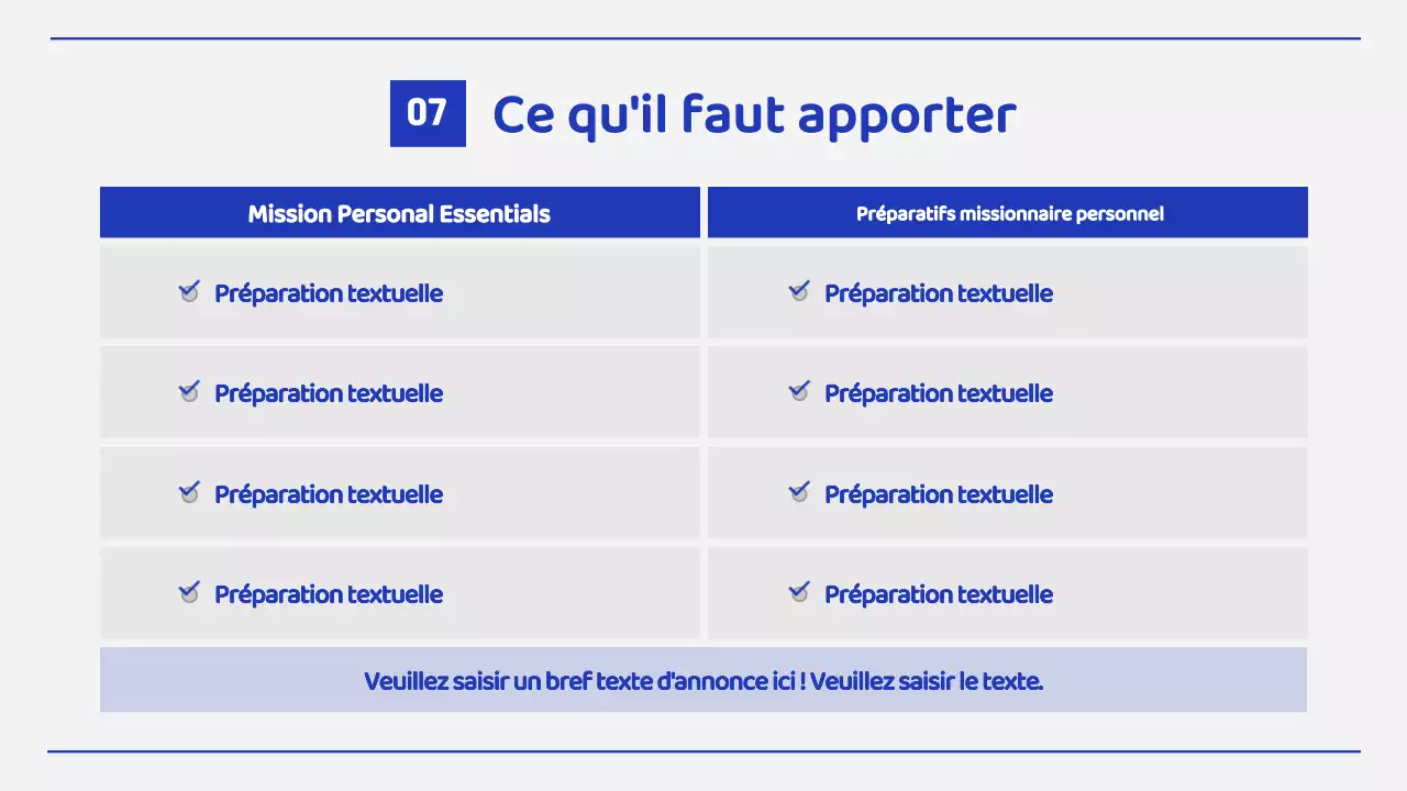 Une mission d'été simple avec des lignes bleues et blanches