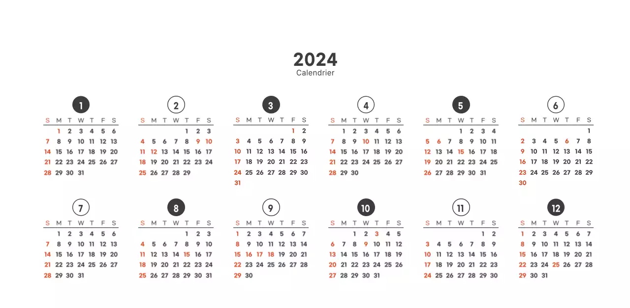 Calendrier de café simple et moderne