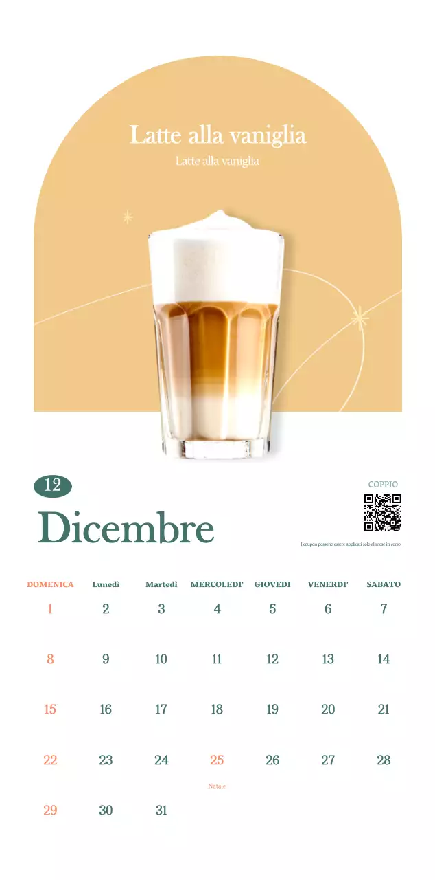 Calendario dei bar con i consigli per le bevande del mese
