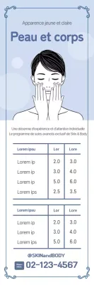 Illustration bleu clair, bannière verticale simple pour les soins de la peau