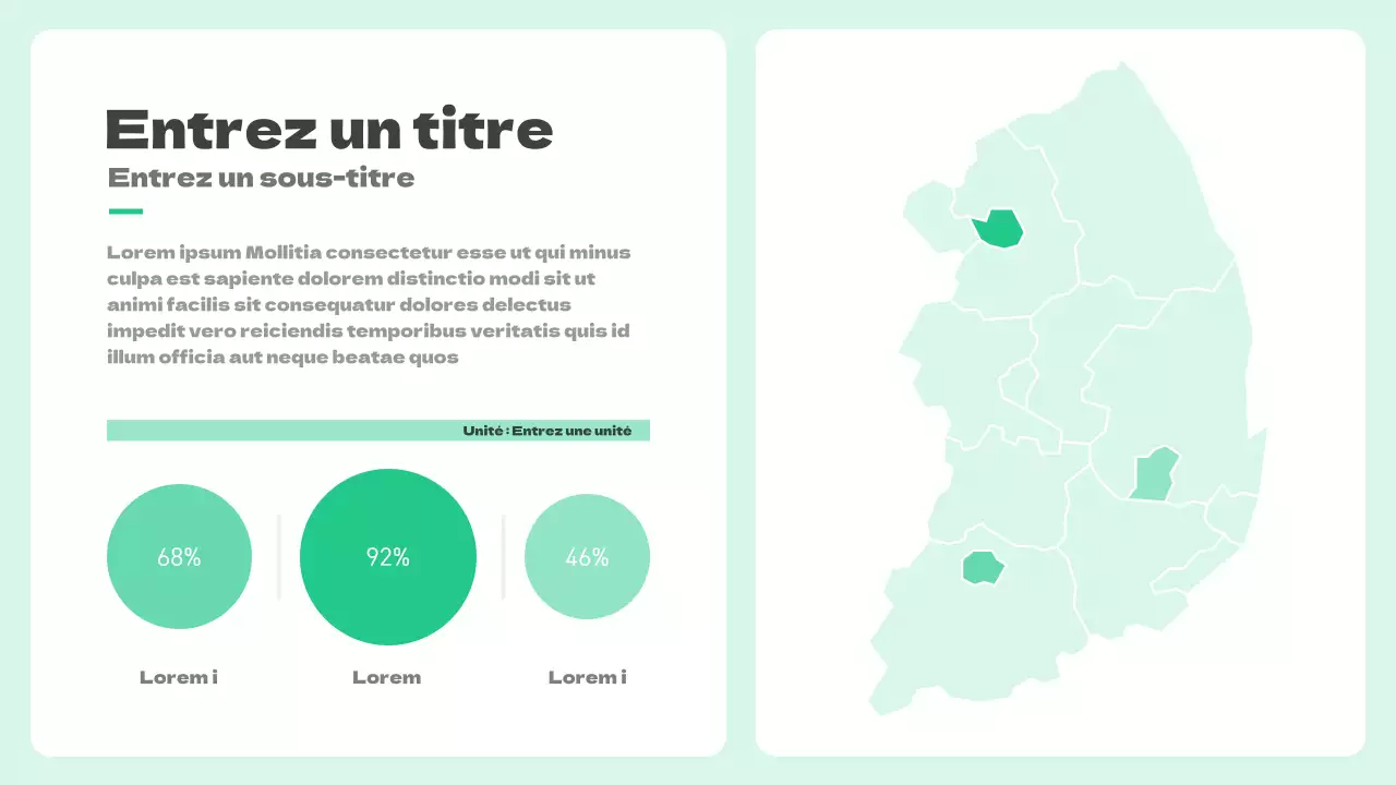 Carte avec concept d'agencement fractionné de couleur menthe
