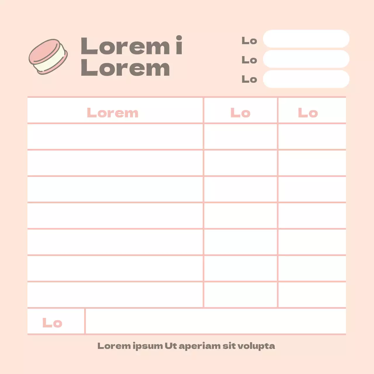 Icône rose formulaire de commande de restaurant