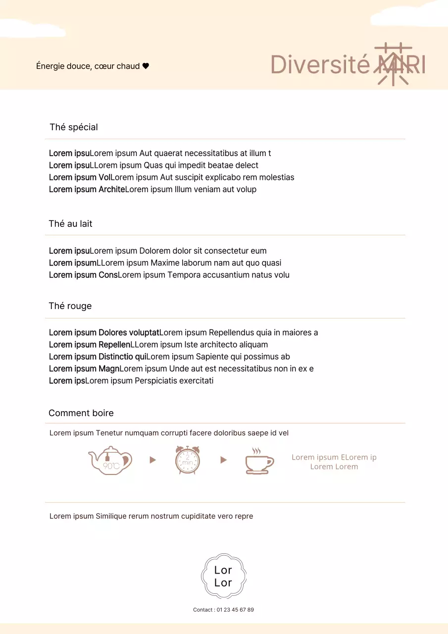 Affiche promotionnelle d'une maison de thé sur fond ivoire