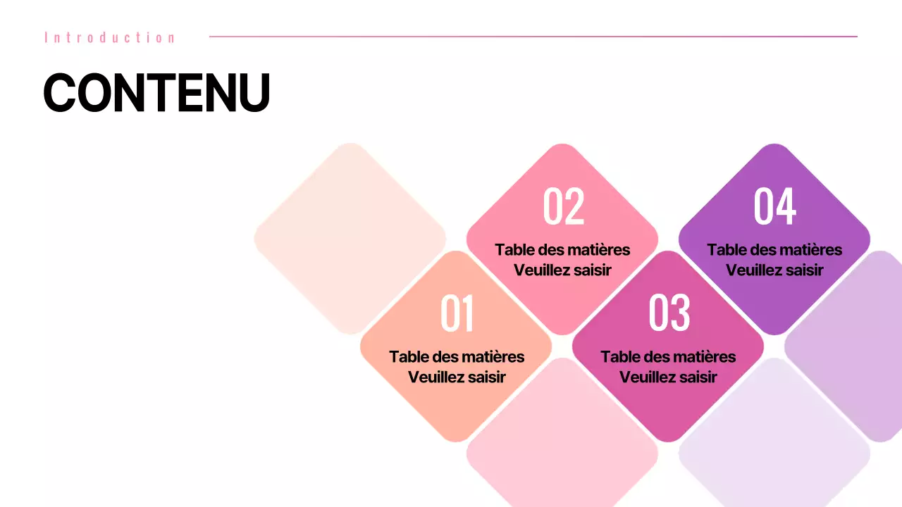 Présentation de différentes mises en page avec des concepts graphiques en dégradé de rose