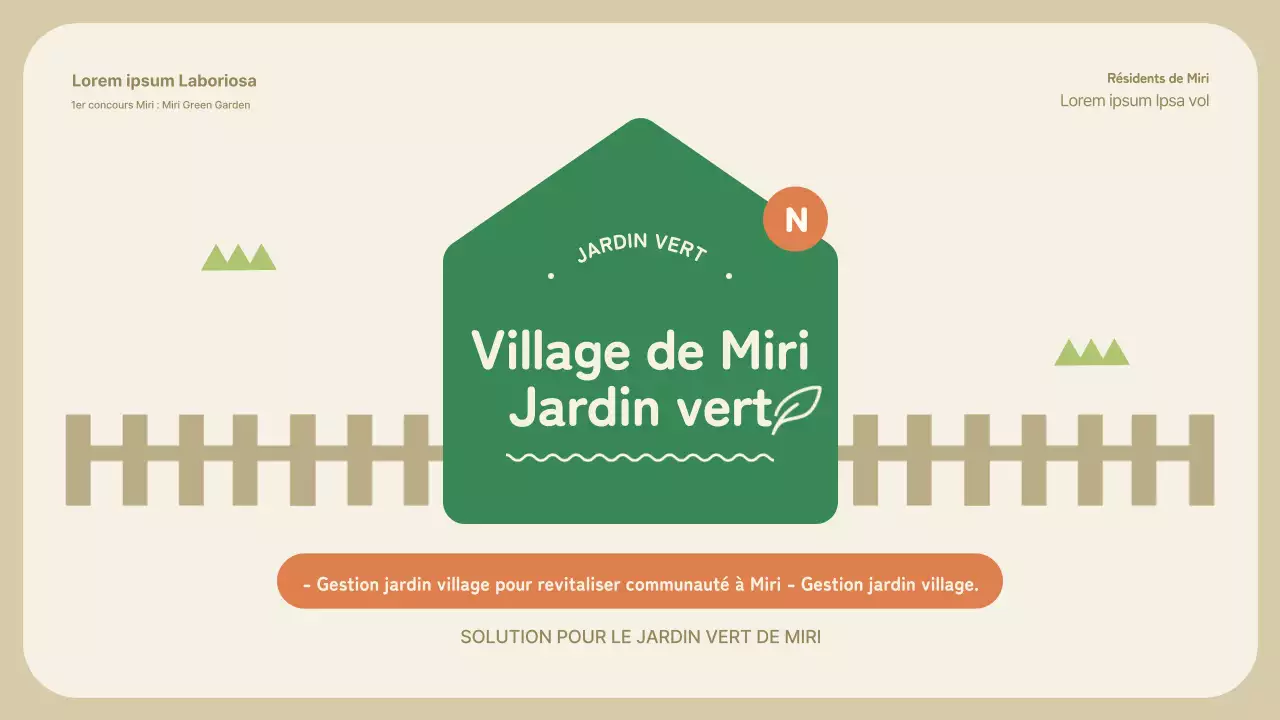 Proposition de concours pour la création d'un jardin de revitalisation communautaire vert et orange