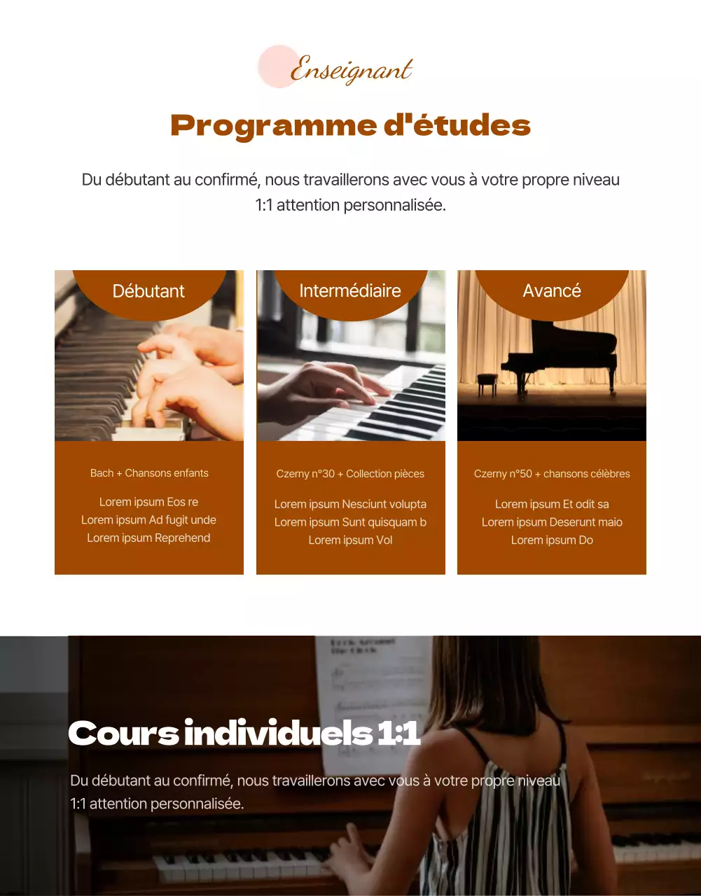 Détails d'une leçon de piano propre et émotionnelle