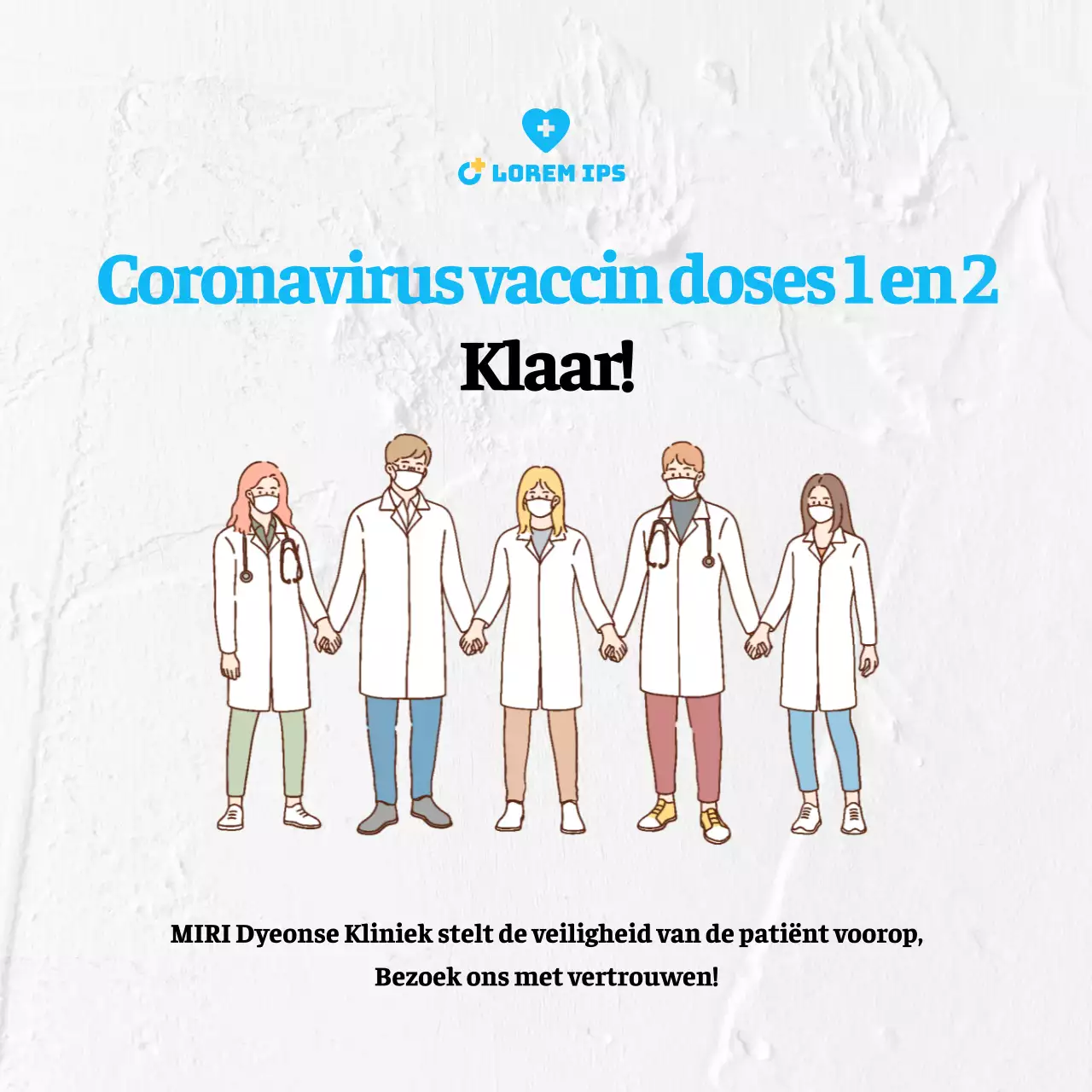 Coronavirus vaccinatie vierkante poster met witte illustratie