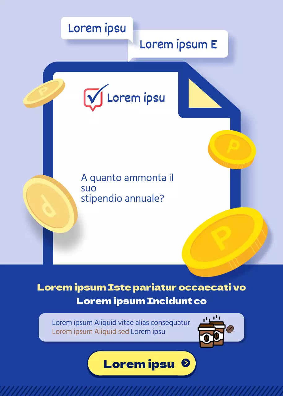 Popup dell'evento di indagine salariale dei dipendenti di colore blu e giallo