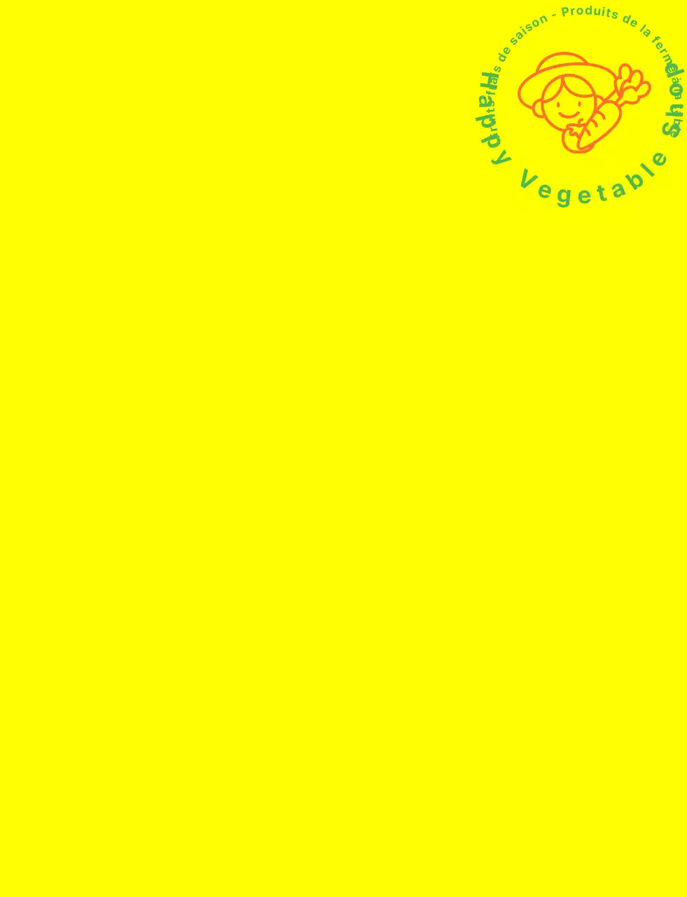 Gilet de magasin de légumes avec illustration linéaire simple en jaune, vert et orange