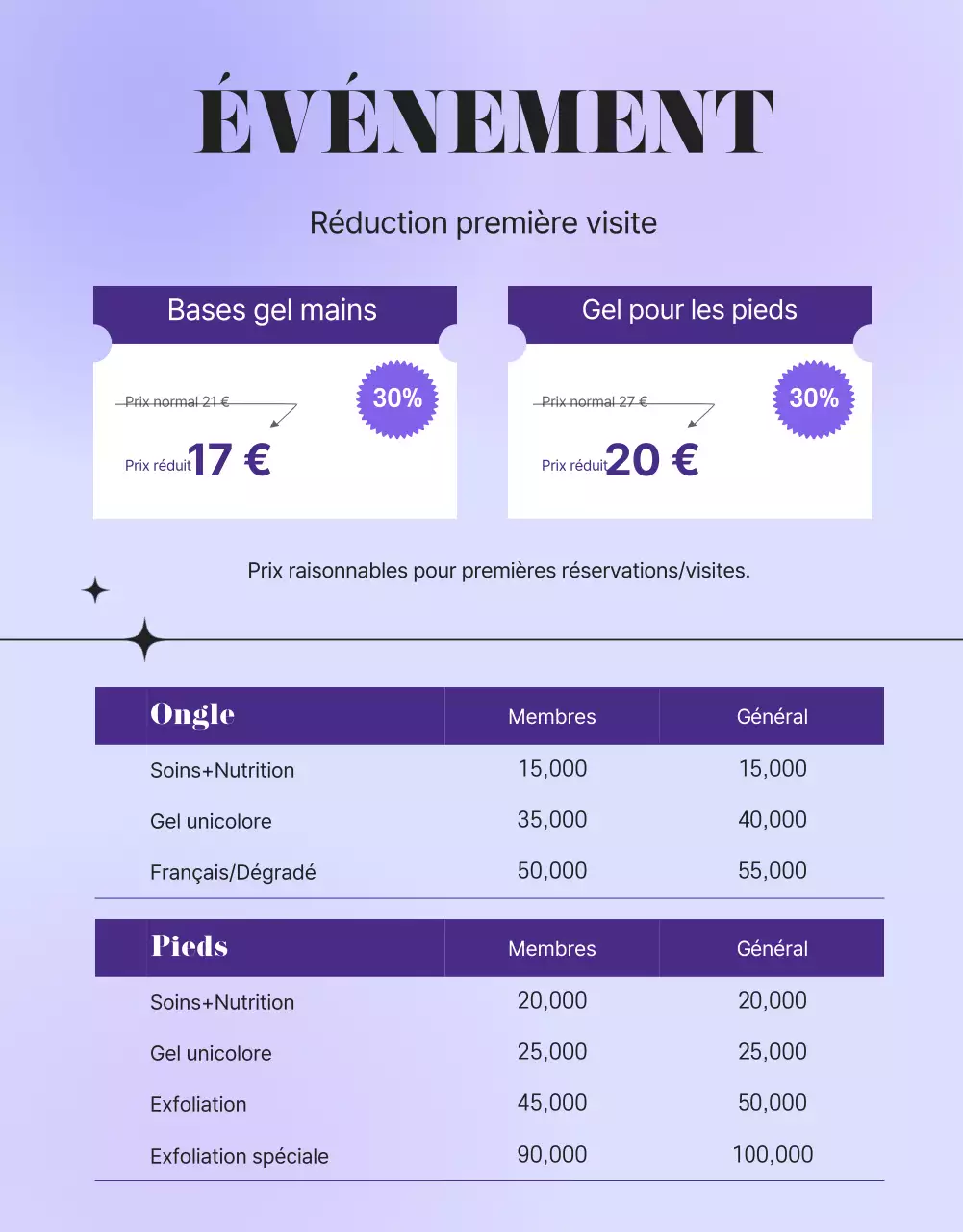 Promouvoir un salon de manucure violet et sentimental