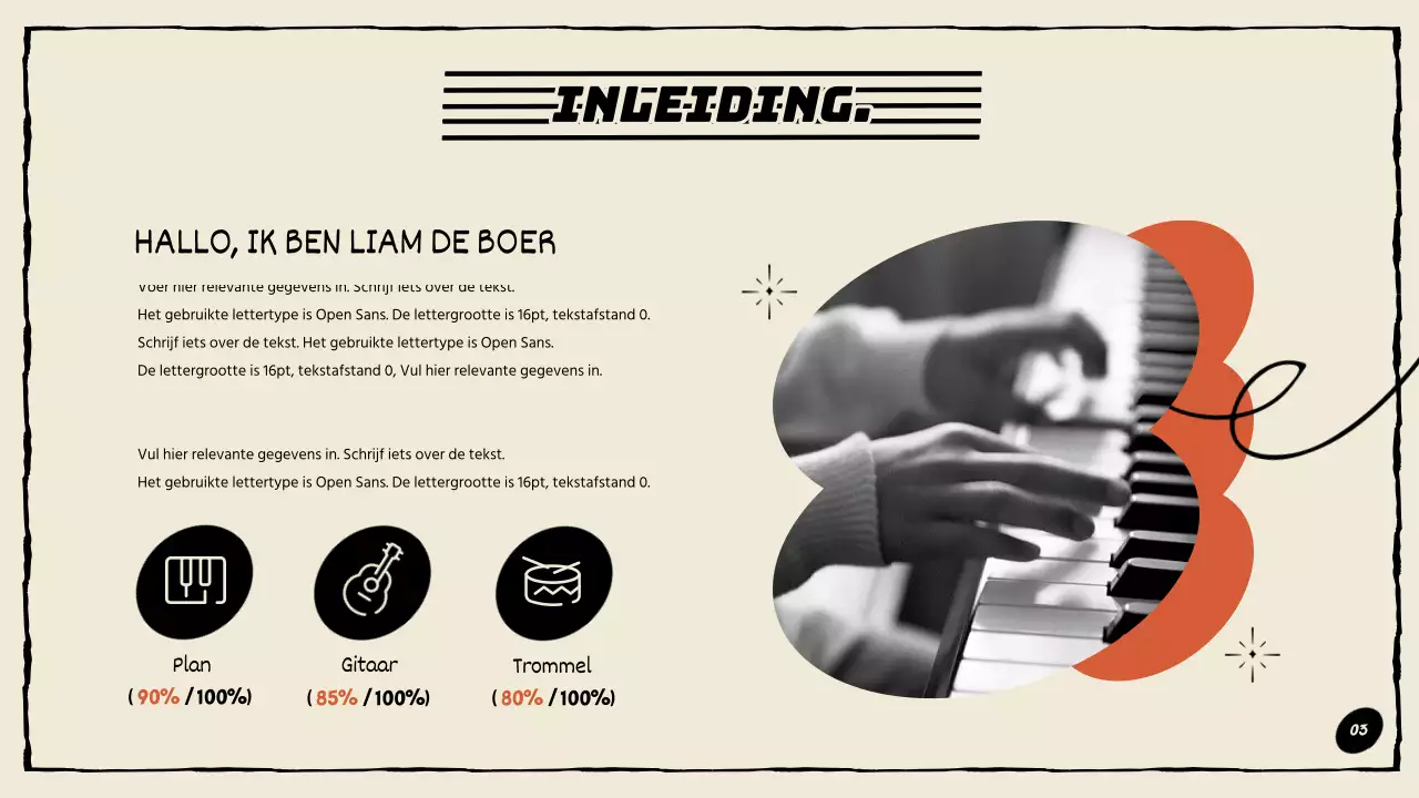 Composer portfolio in oranje en zwart