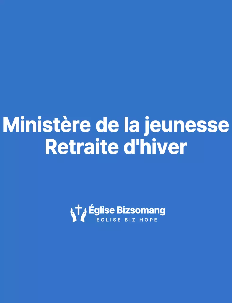 T-shirt de l'équipe de la retraite d'hiver de l'église en bleu et blanc.