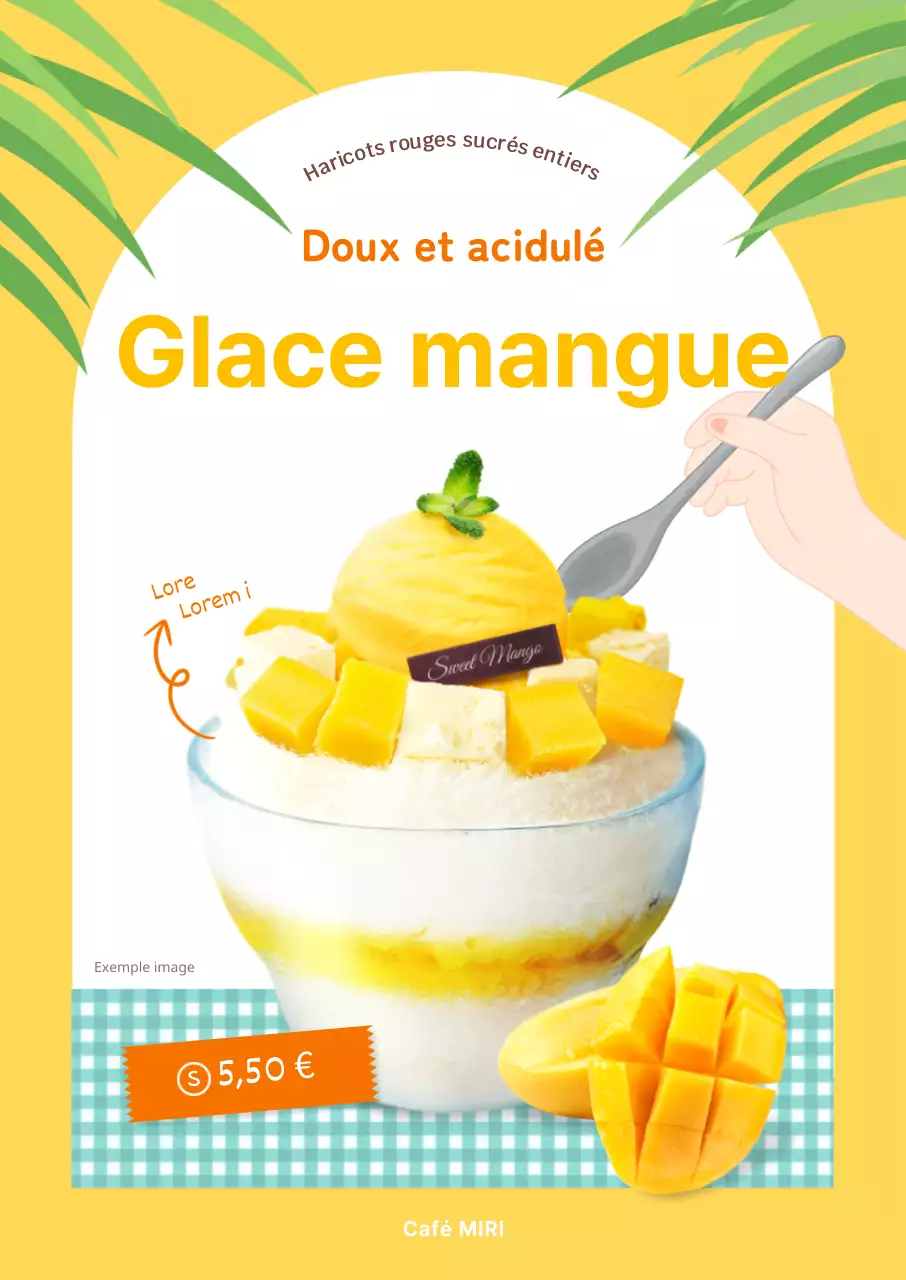 Glace rasée à la mangue sur fond jaune