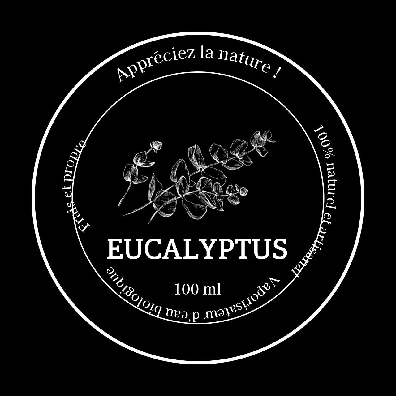 Étiquettes de désinfectant pour les mains à l'eucalyptus