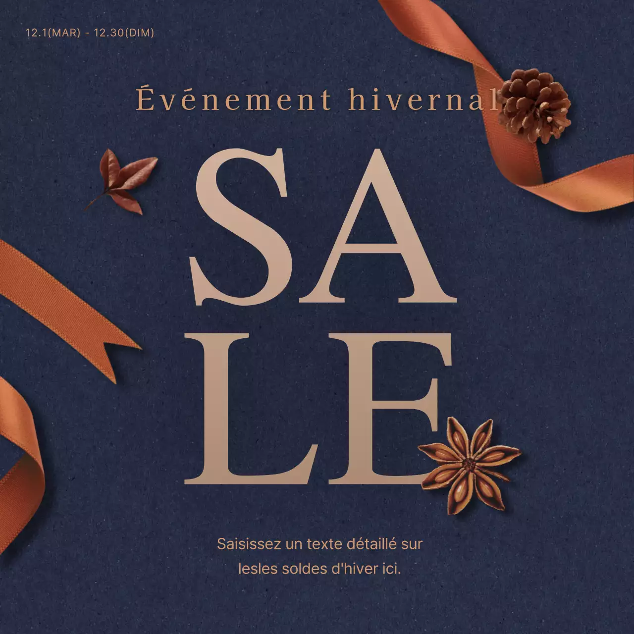 Soldes d'hiver en bleu marine et marron