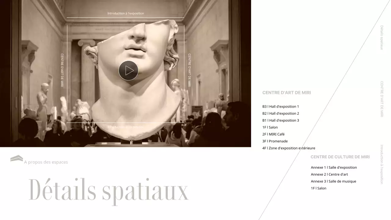 Introduction à une luxueuse exposition muséale en noir et beige