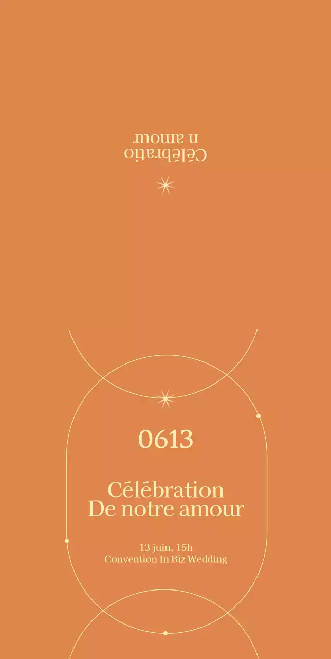Invitation de mariage simple et émotionnelle sur fond orange