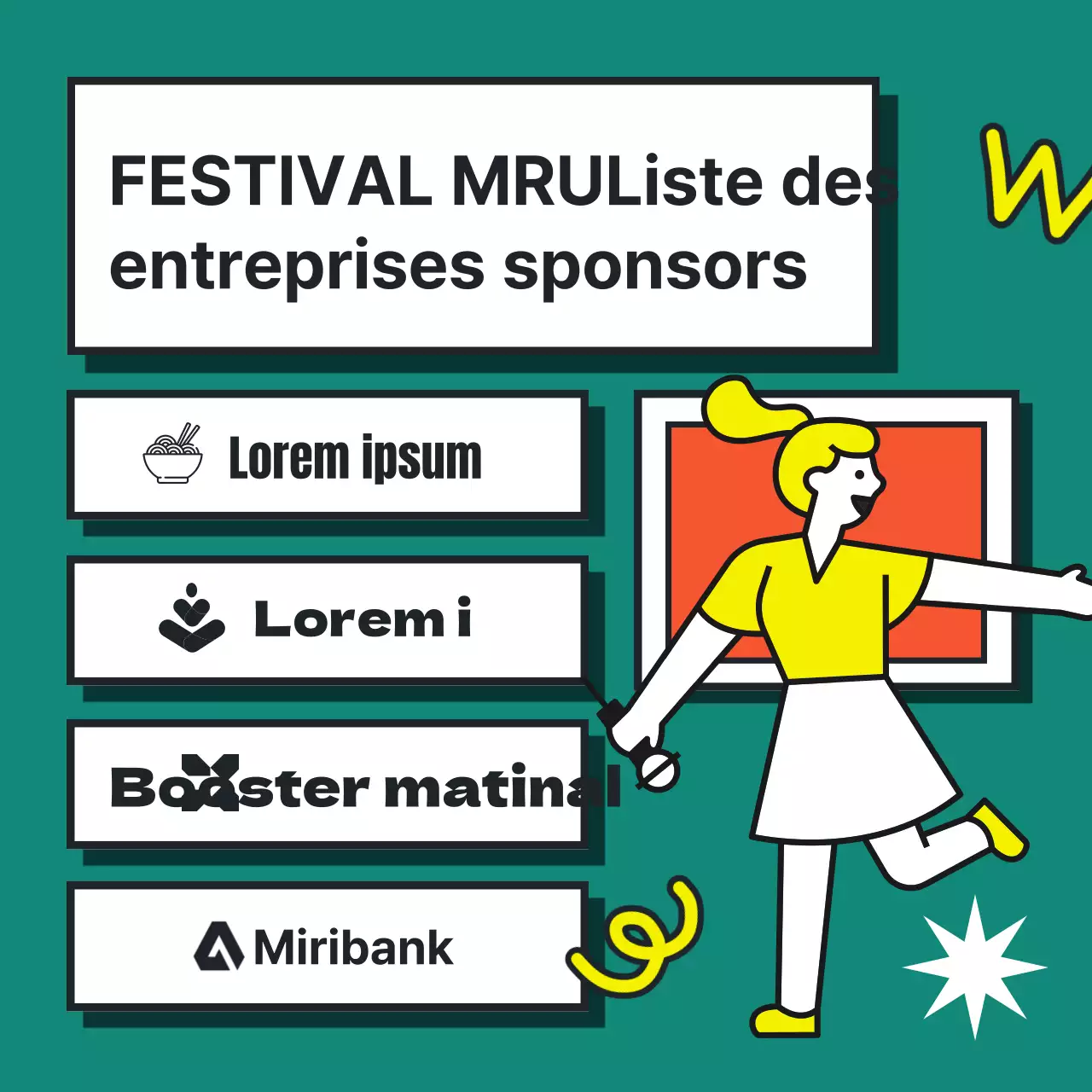 Illustration colorée de style pop art pour promouvoir un festival universitaire