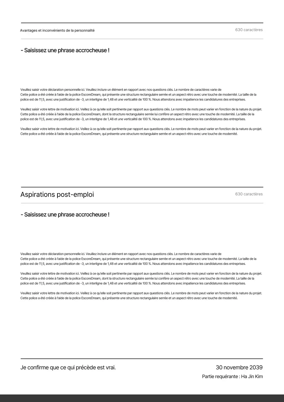 Une lettre de motivation grise et simple