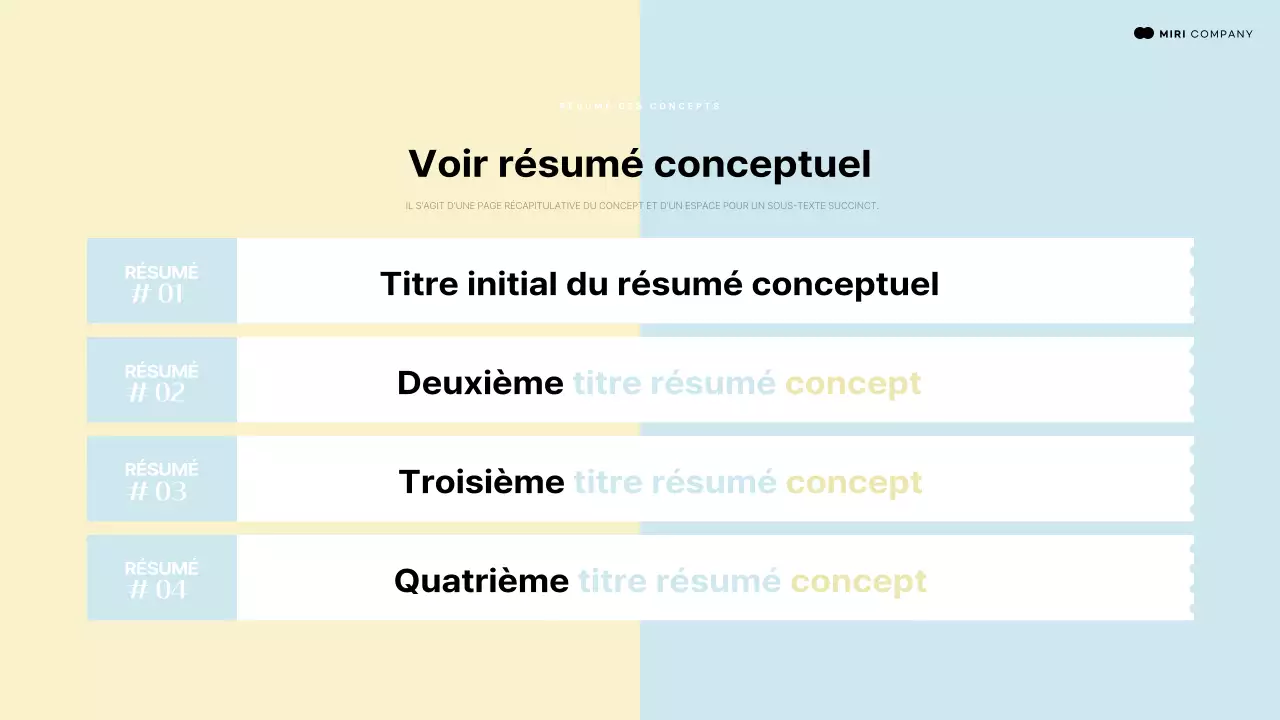 Présentation introductive utilisant un élément humain pointant vers un espace bleu clair et jaune