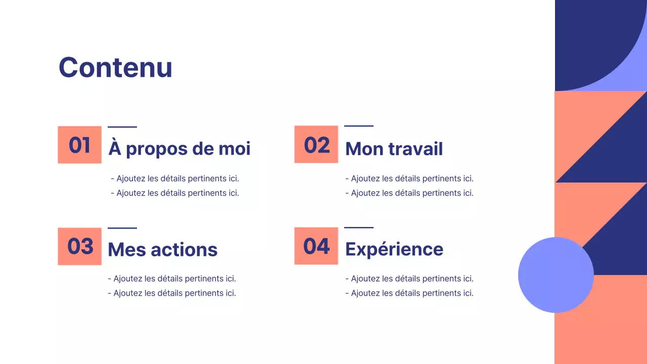 Bleu et orange formes géométriques motif style présentation géométrique minimal