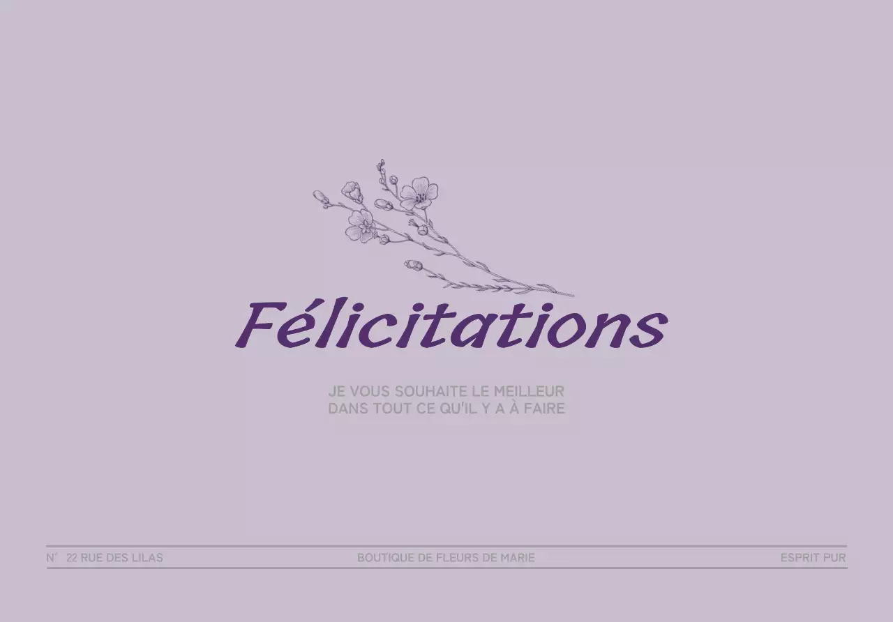 Un cadeau de félicitations pour un fleuriste avec une illustration de ligne florale violette