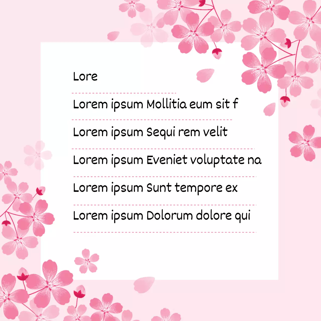 Illustration sentimentale de fleurs de cerisier en rose et blanc Papeterie lyrique Revue de concept Promotion d'événements