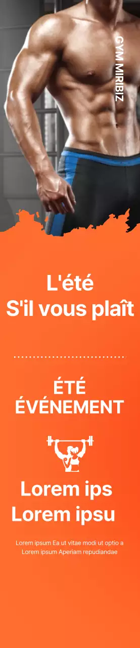 Bannière promotionnelle pour l'ouverture d'un gymnase sur fond orange