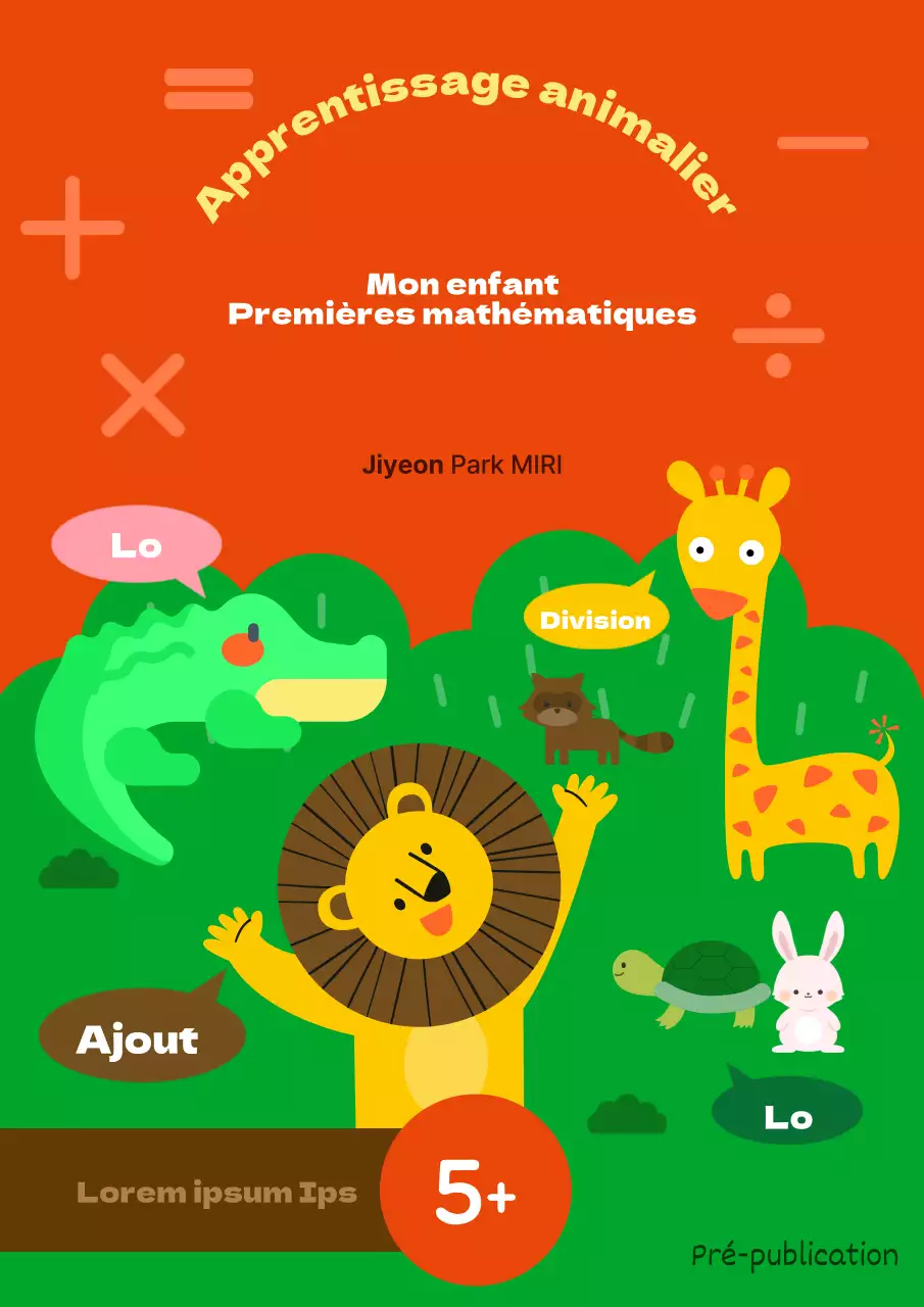 Couverture minimaliste d'un livre de mathématiques pour enfants en orange et vert