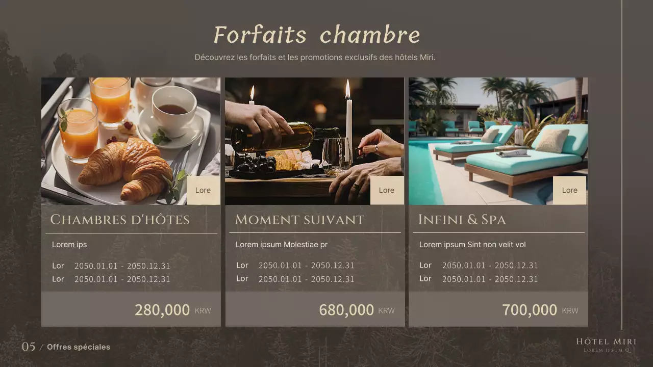 Un ensemble hôtelier moderne et luxueux dans les tons bruns et beiges Product Brief