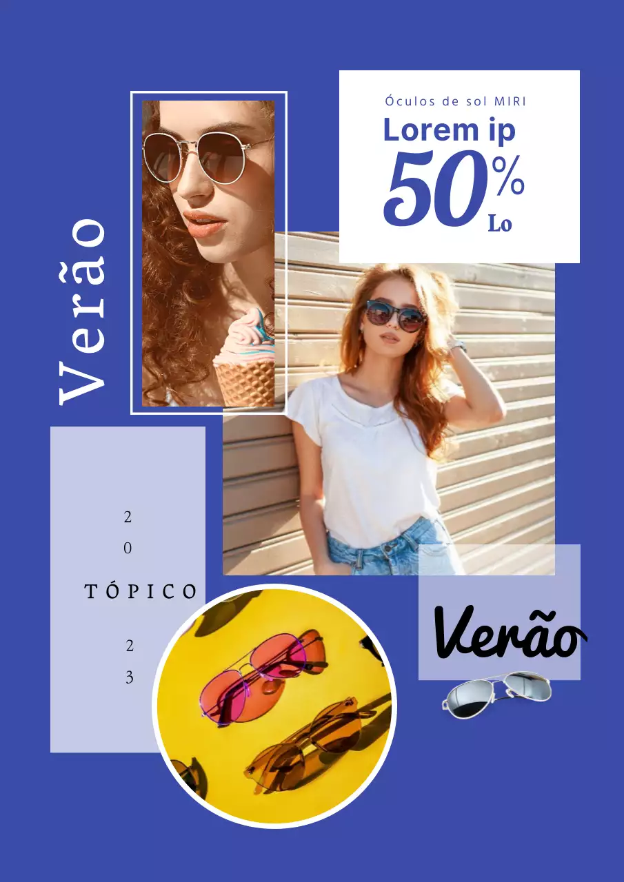 Folheto promocional de venda de marca de verão em azul