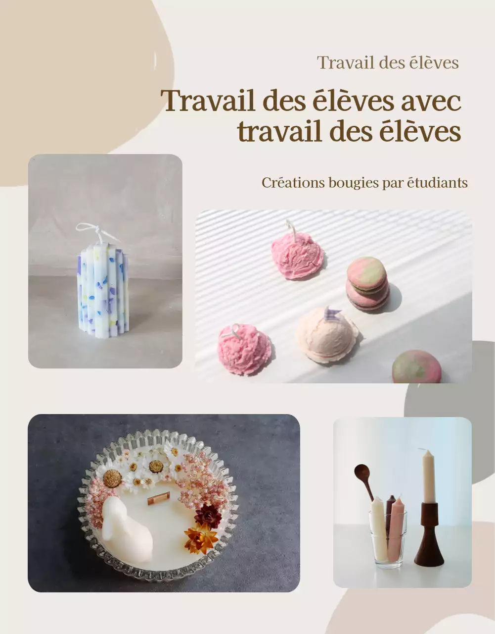 Bougies luxueuses en beige et marron pour promouvoir un cours en ligne