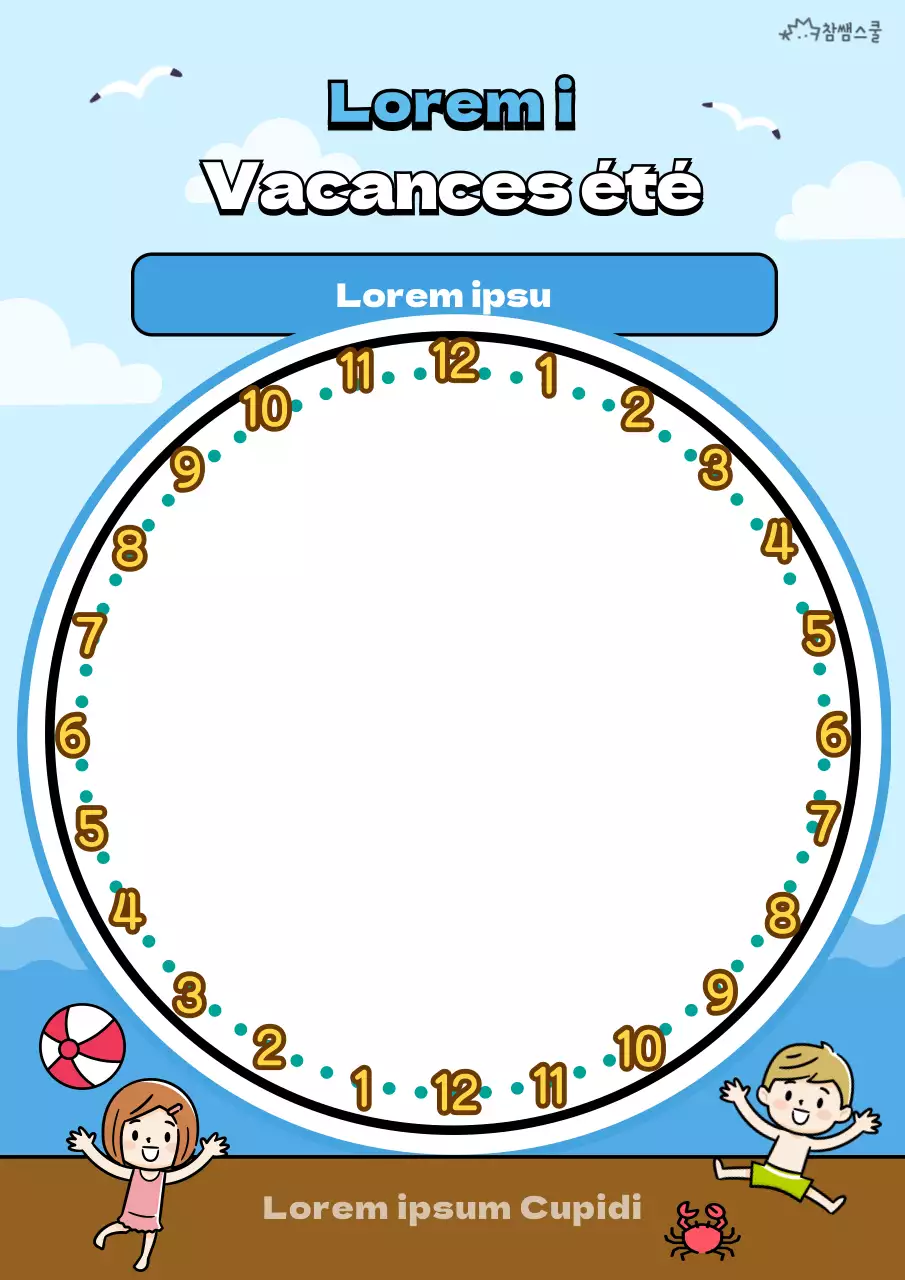 Planificateur de vacances d'été, concept de plage bleu clair