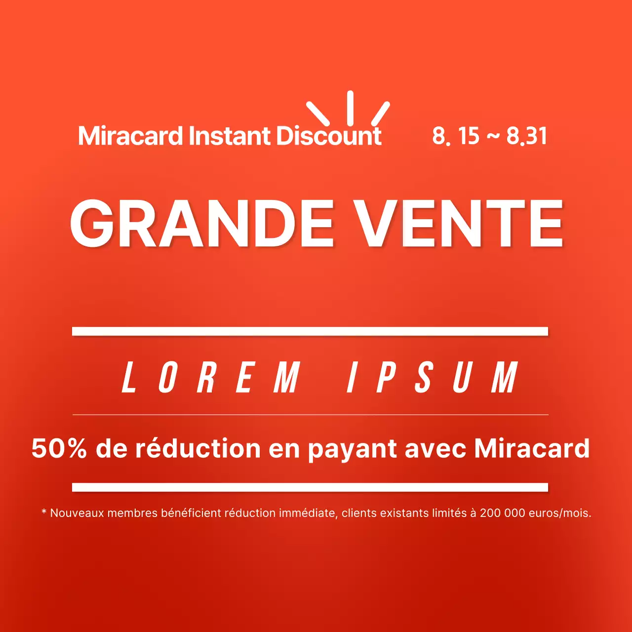 Carte simple big sale social media square avec typographie orange