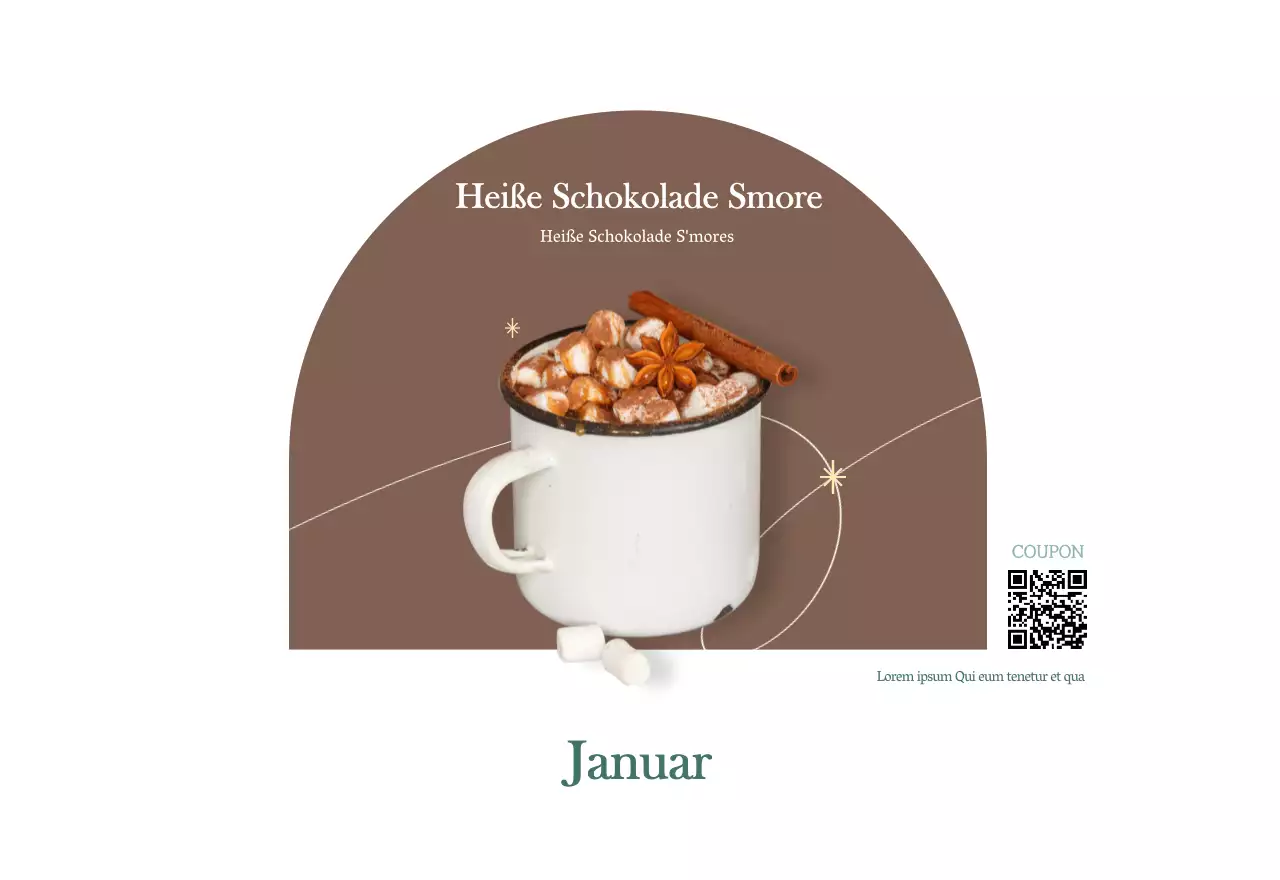 Cafe-Kalender mit Empfehlungen für das Getränk des Monats